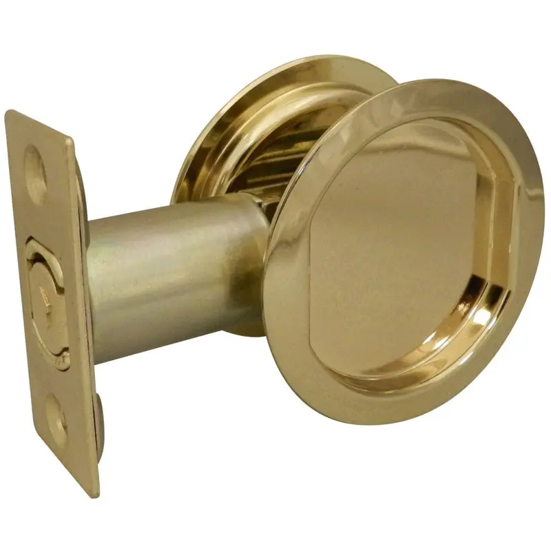 2-7/16" (62 mm) Pocket Door Pull Round Bright Brass Passage