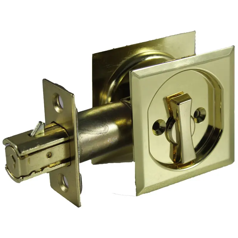 2-7/16" (62 mm) Pocket Door Pull Square Bright Brass Privacy