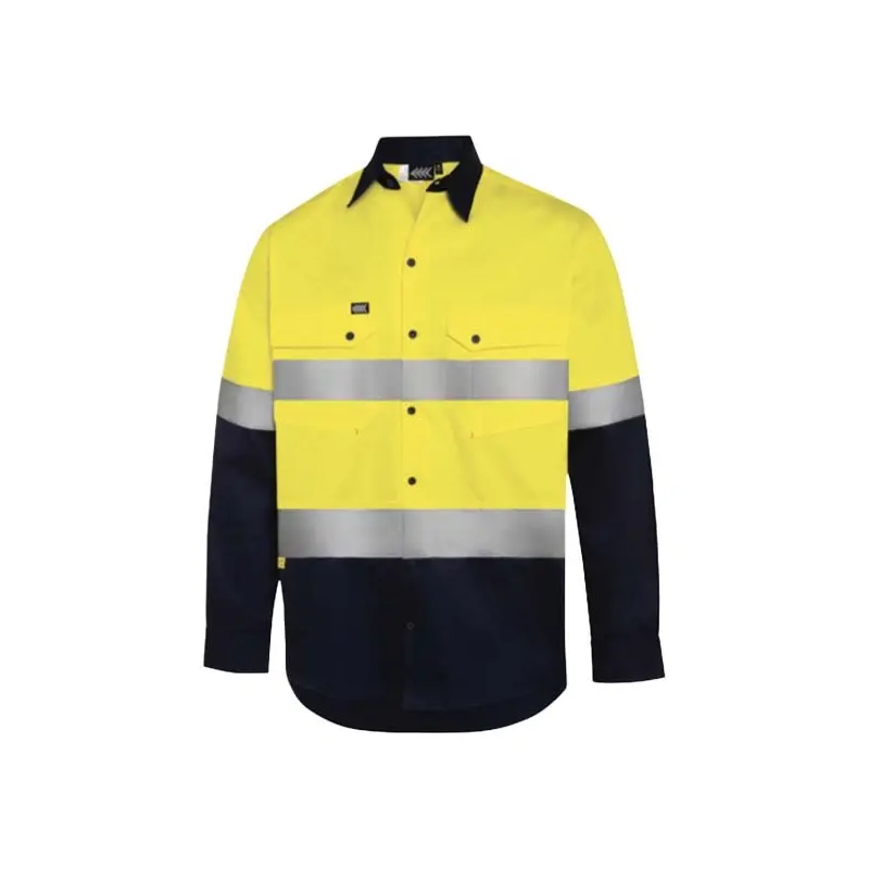 Boomerang Mens Hi-Vis Button-Up Shirt W/ Reflective Tape