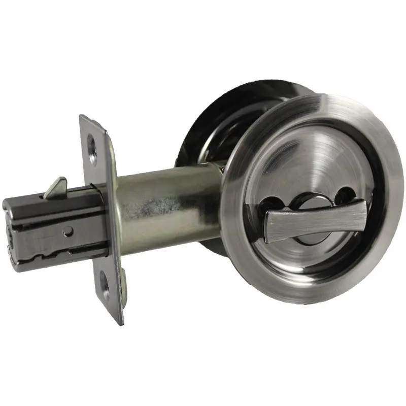 2-7/16" (62 mm) Pocket Door Pull Round Antique Nickel Privacy