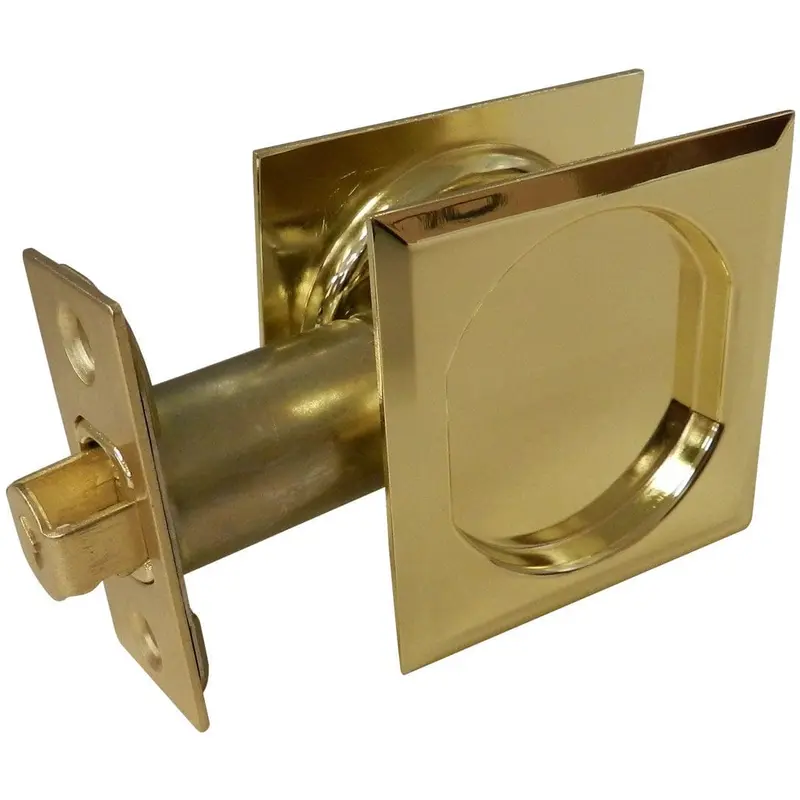 2-7/16" (62 mm) Pocket Door Pull Square Bright Brass Passage