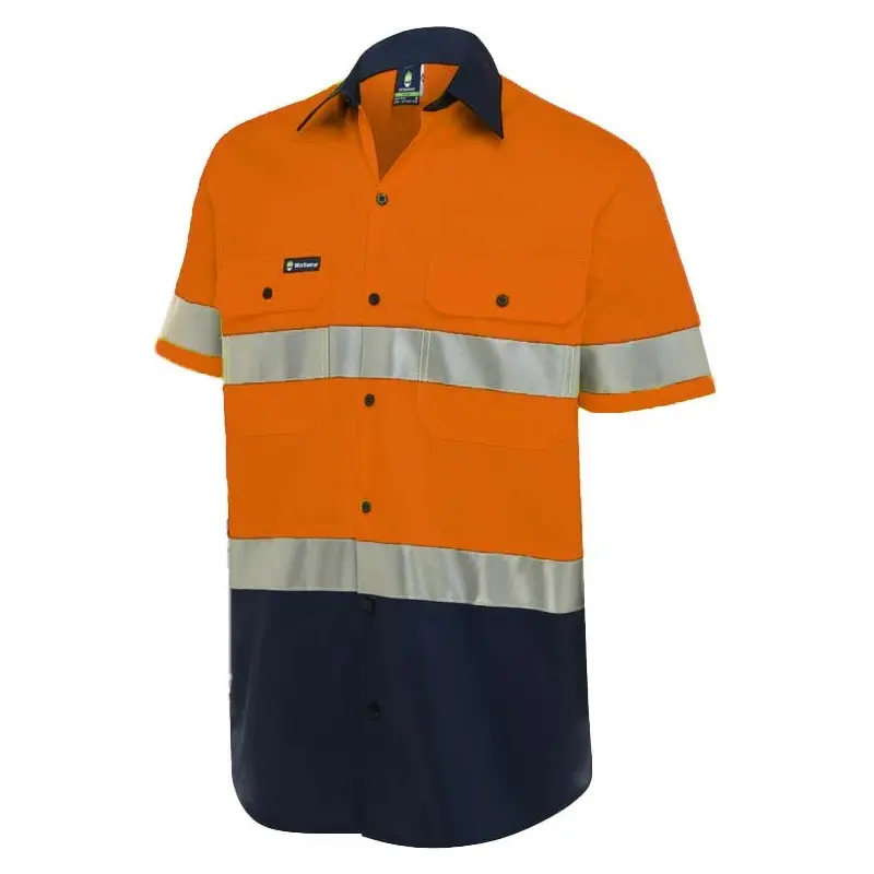 WS Workwear Mens Button-Up Shirt W/ Reflective Tape