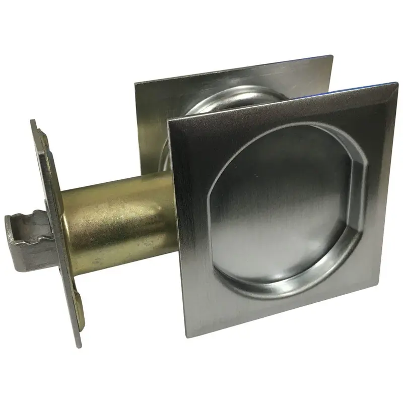 2-7/16" (62 mm) Pocket Door Pull Square Brushed Chrome Passage