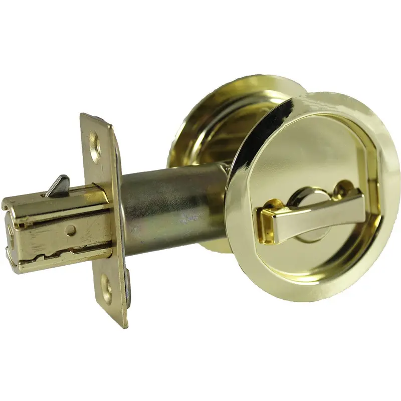 2-7/16" (62 mm) Pocket Door Pull Round Bright Brass Privacy