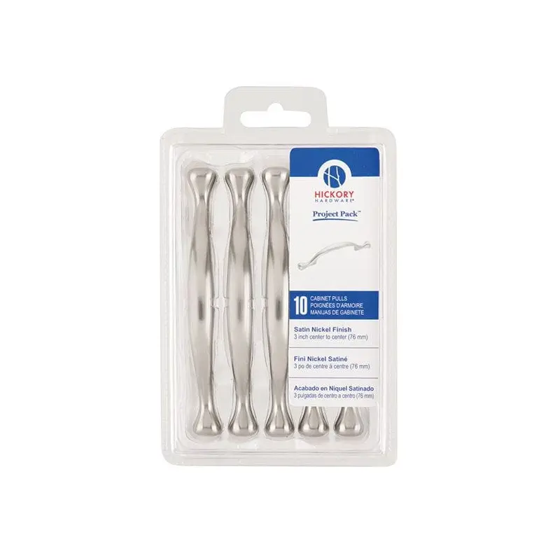 3" Conquest Cabinet Pull Project Pack, Satin Nickel, 10 pieces