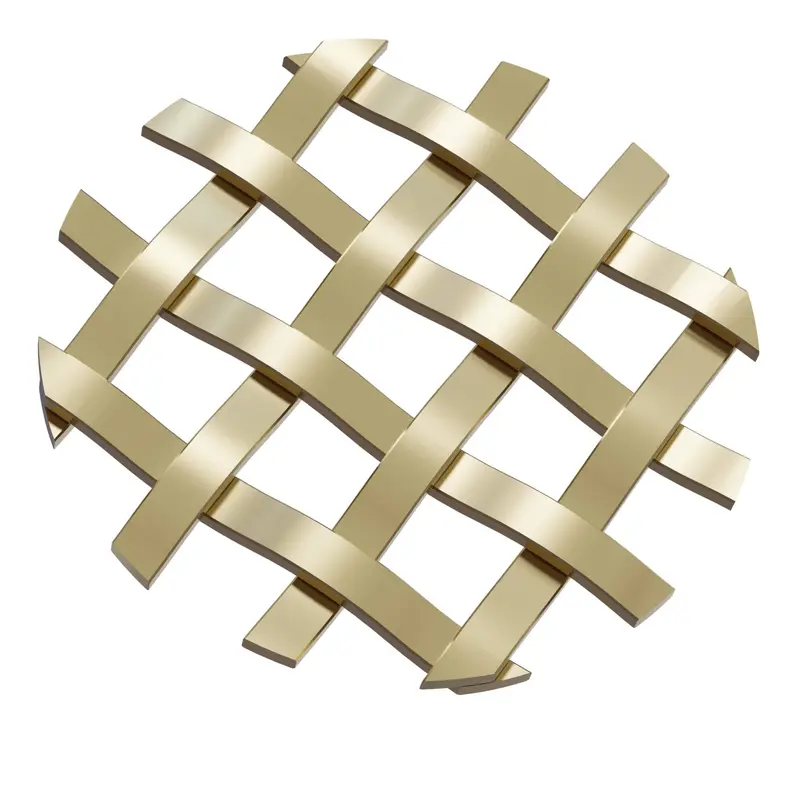 .375'' Single Flat Diamond Decorative Grille - Satin Brass, 36''W x 24''L Sheet