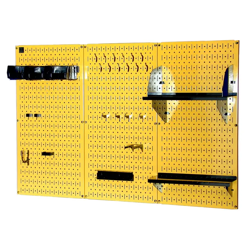 4' Metal Pegboard Standard Tool Storage Kit - Yellow Toolboard & Black Accessories