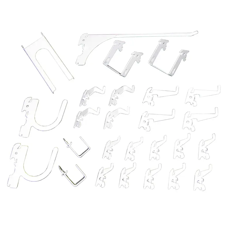 Slotted Metal Pegboard Hook Kit - White Toolboard Hooks