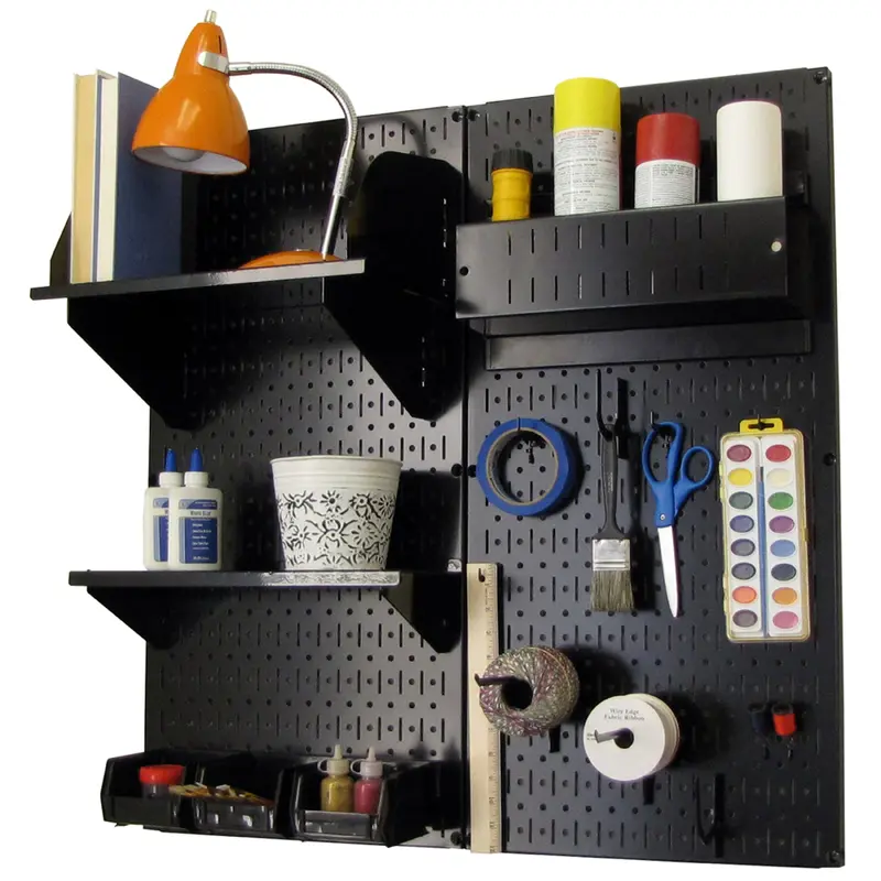 Pegboard Hobby Craft Pegboard Organizer Storage Kit with Black Pegboard and Black Accessories