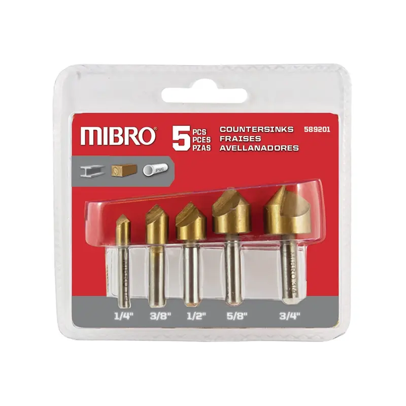 Steel and Titanium Nitride Countersink Set