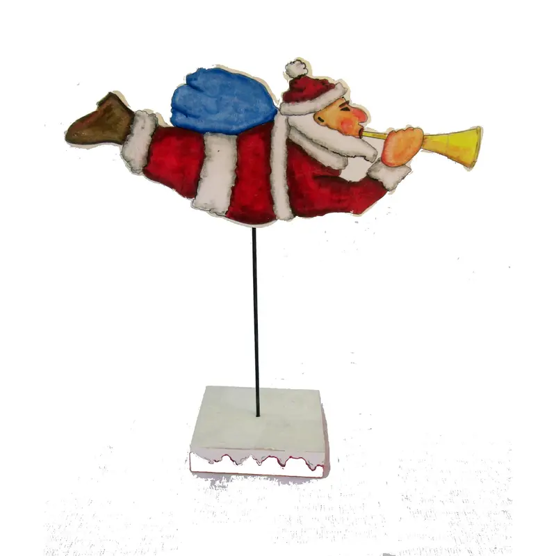 Flying Santa on Pedestal  Woodworking Pattern and Picture