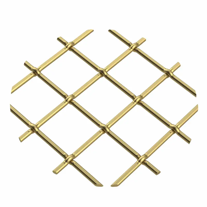 .75" Multi-Crimp Single Diamond Decorative Grille - Satin Brass, 36" W x 48" L Sheet