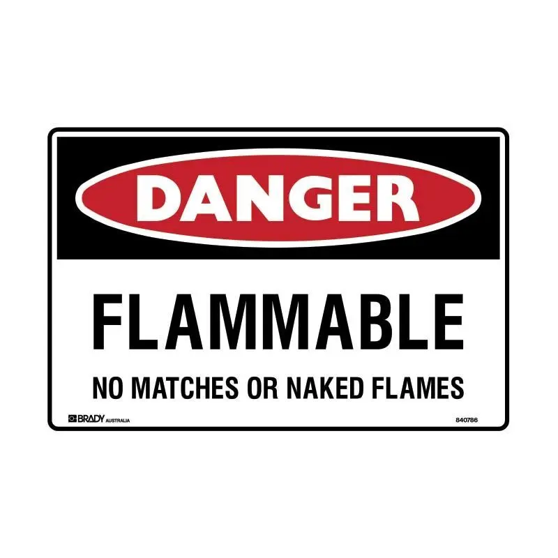 Brady Danger Sign - Flammable No Matches Or Naked Flames