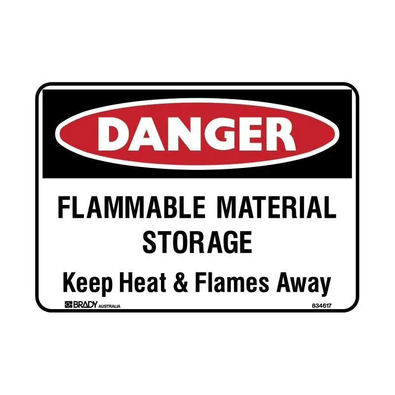 Flammable Material Storage Keep Heat & Flames Away Sign