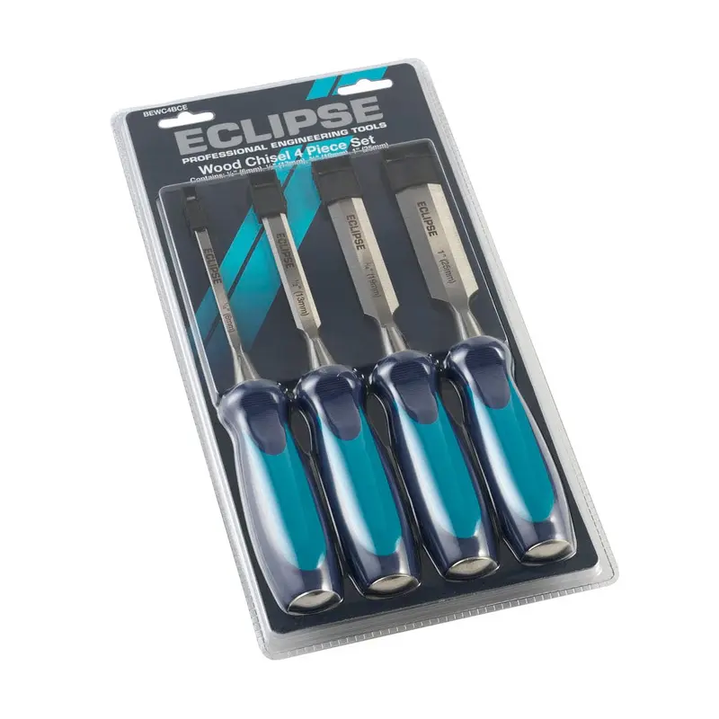 4 pc Wood Chisel with Ergonomic Soft Handle 1/4, 1/2", 3/4", 1"