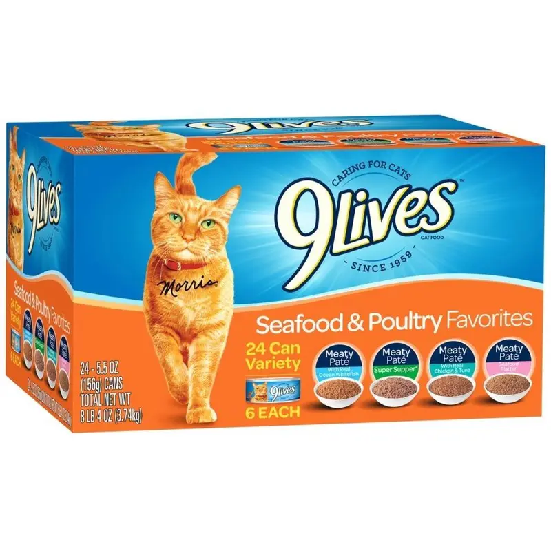 9 Lives Seafood and Poultry Favorites Variety Pack Canned Cat Food