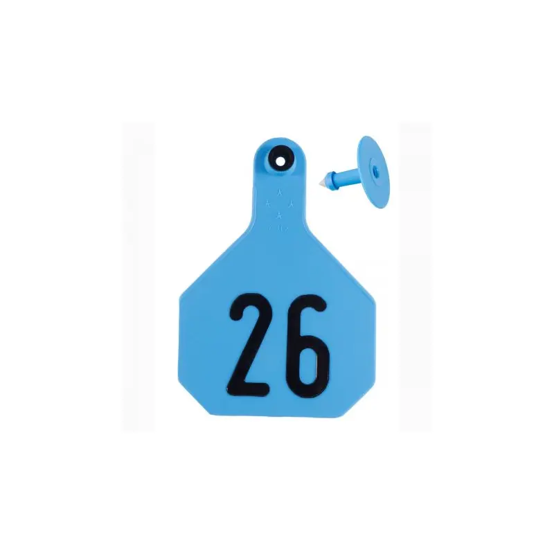 Y-Tex Large 4 Star Cattle Ear Tags Blue Numbered 26-50