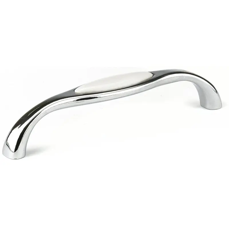 Traditional Pull, 5-1/16" Center-to-Center, Chrome, White