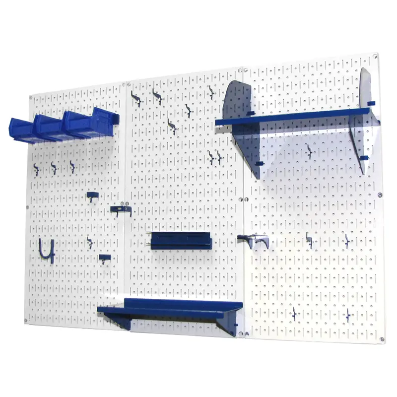 4' Metal Pegboard Standard Tool Storage Kit - White Toolboard & Blue Accessories