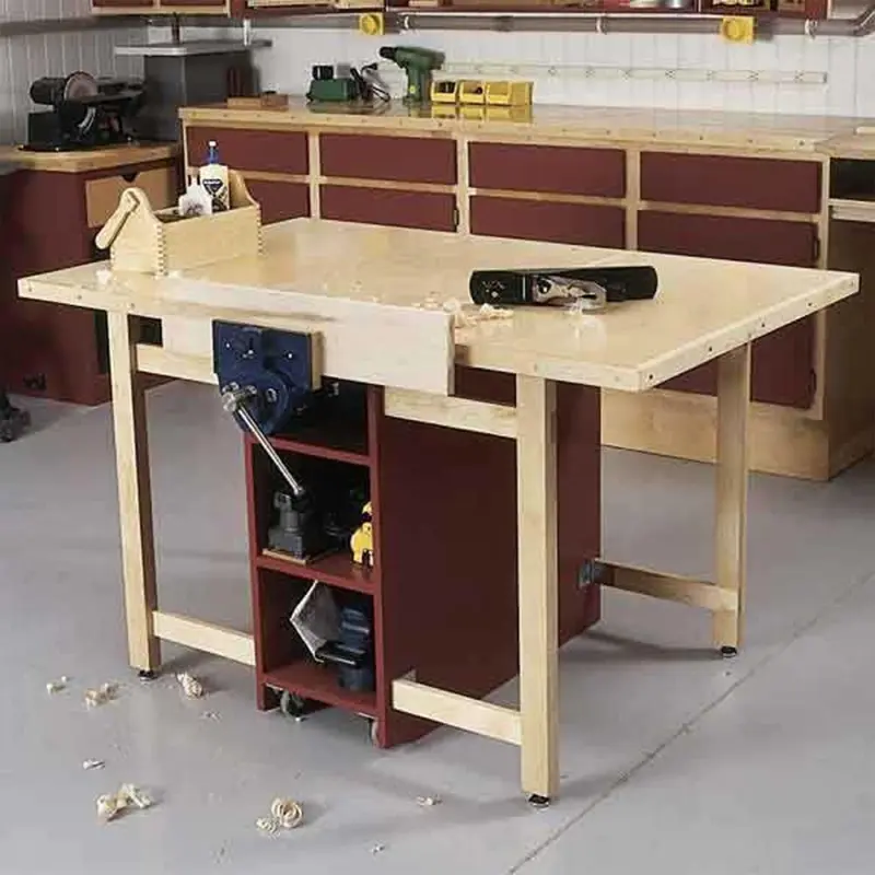 Downloadable Woodworking Project Plan to Build Drop-Leaf Workbench
