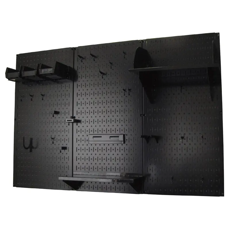 4' Metal Pegboard Standard Tool Storage Kit - Black Toolboard & Black Accessories