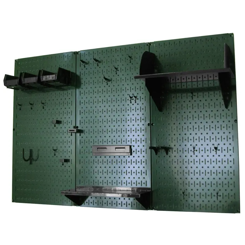 4' Metal Pegboard Standard Tool Storage Kit - Green Toolboard & Black Accessories