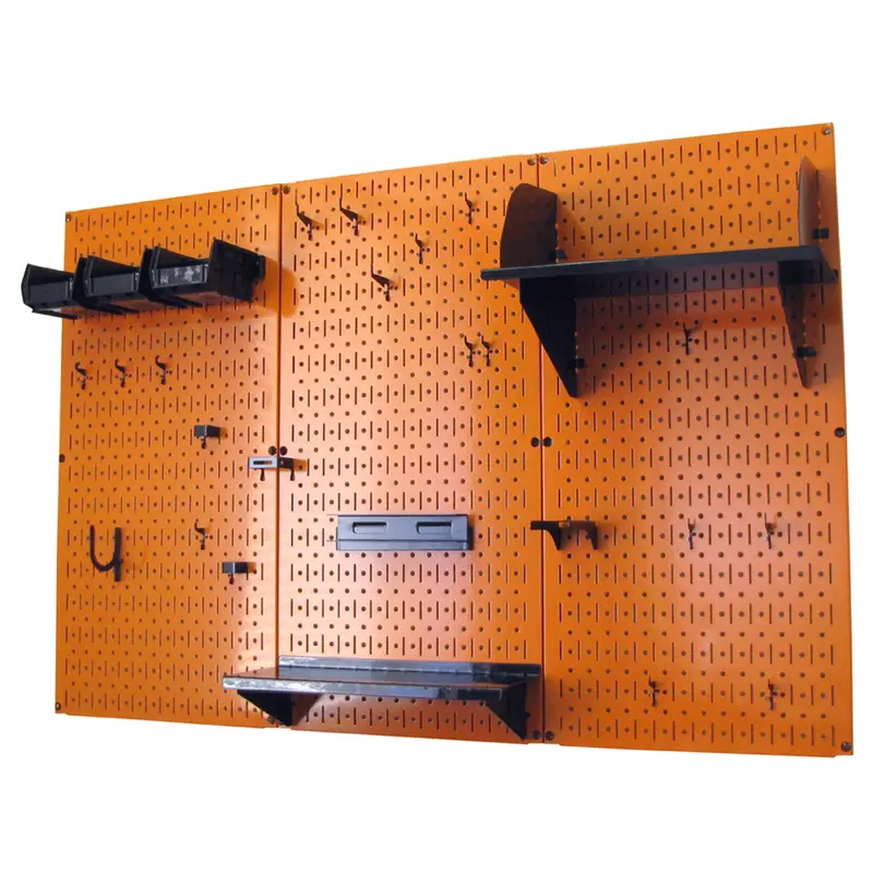 4' Metal Pegboard Standard Tool Storage Kit - Orange Toolboard & Black Accessories