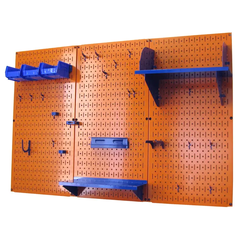 4' Metal Pegboard Standard Tool Storage Kit - Orange Toolboard & Blue Accessories