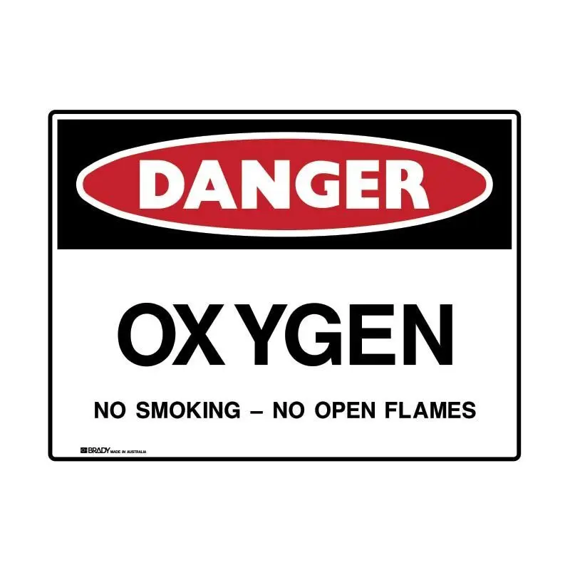 Brady Danger Sign - Oxygen No Smoking No Open Flames