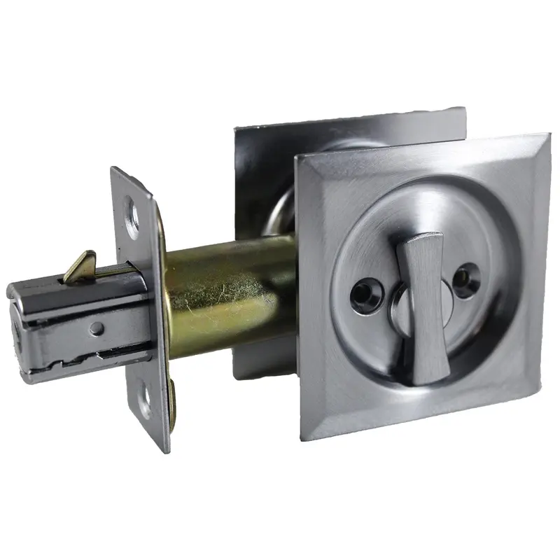 2-7/16" (62 mm) Pocket Door Pull Square Brushed Chrome Privacy