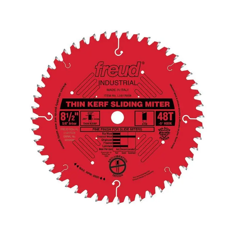 LU91R008 Sliding Compound Miter Saw Blade 8-1/2" x 5/8" Bore x 48 Tooth ATB