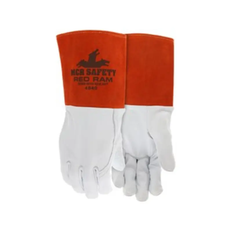 Large Safety Red Ram Leather Welding Work Gloves Premium Grain Goatskin Leather 6-Inch Split Cowhide Leather Cuff
