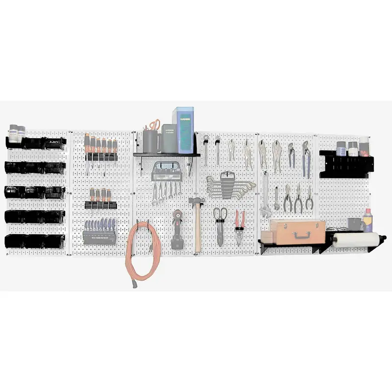 Steel Pegboard Master Workbench Kit  White with Black Accessories - 8' Coverage