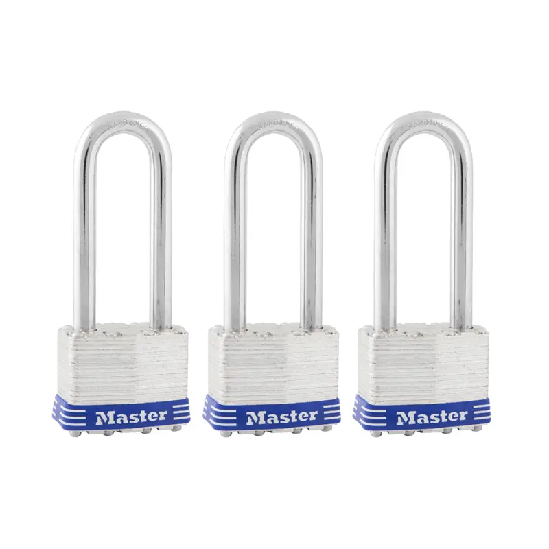 1-3/4in (44mm) Wide Laminated Steel Pin Tumbler Padlock with 2-1/2in (64mm) Shackle; 3-Pack
