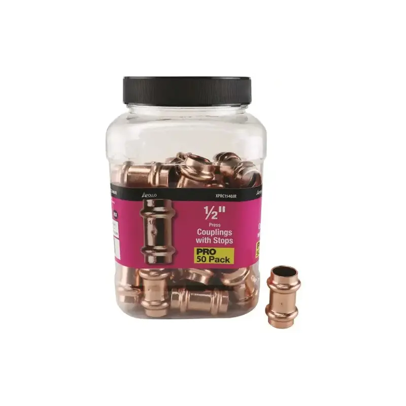 1/2 in. x 1/2 in. Copper Press x Press Coupling with Dimple Stop Pro Pack (50-Pack)