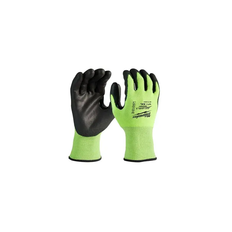 XX-Large High Visibility Level 3 Cut Resistant Polyurethane Dipped Work Gloves