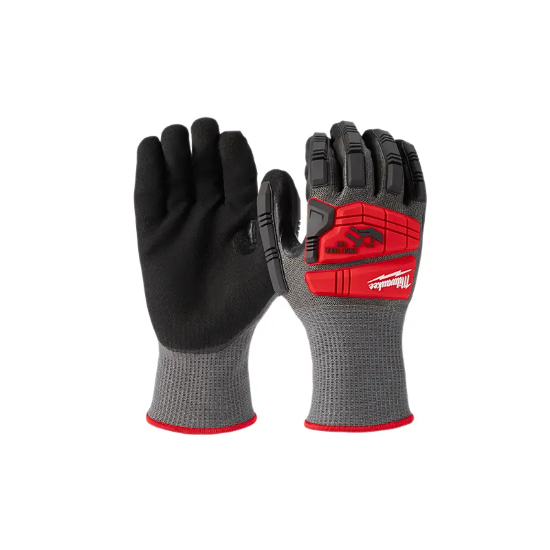 Small Red Nitrile Level 5 Cut Resistant Impact Dipped Work Gloves