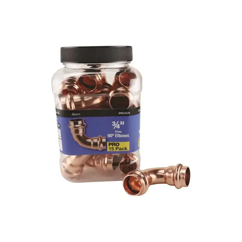 3/4 in. x 3/4 in. Copper 90-degree Press x Press Pressure Elbow Fitting Pro Pack (15-Pack)