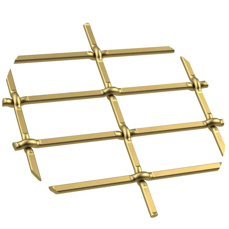 1" Flat Straight Weave Decorative Grille - Satin Brass, 36" W x 24" L Sheet