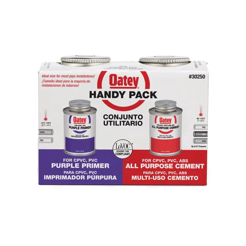 Oatey Handy Pack Clear Primer and Cement For PVC 2 pk