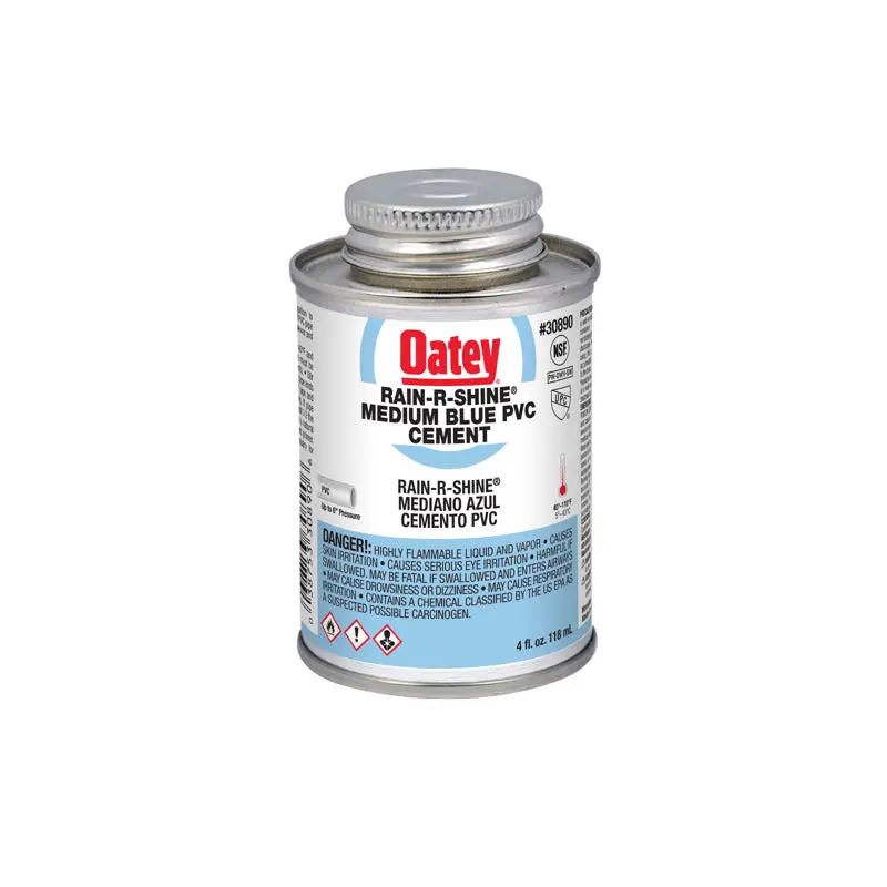 Oatey Rain-R-Shine Medium Blue PVC Cement 4oz.