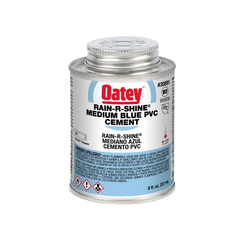 Oatey Rain-R-Shine Medium Blue PVC Cement 8oz.