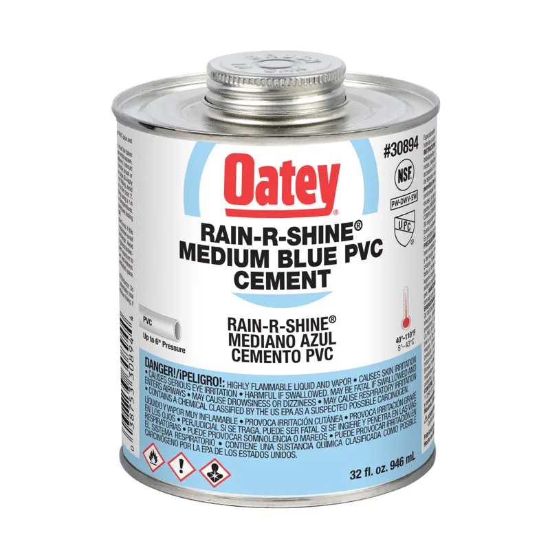 Oatey Rain-R-Shine Medium Blue PVC Cement 32oz.