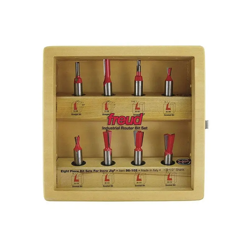 96-100 Eight Piece Incra Jig Router Router Bit Set 1/4" Shank