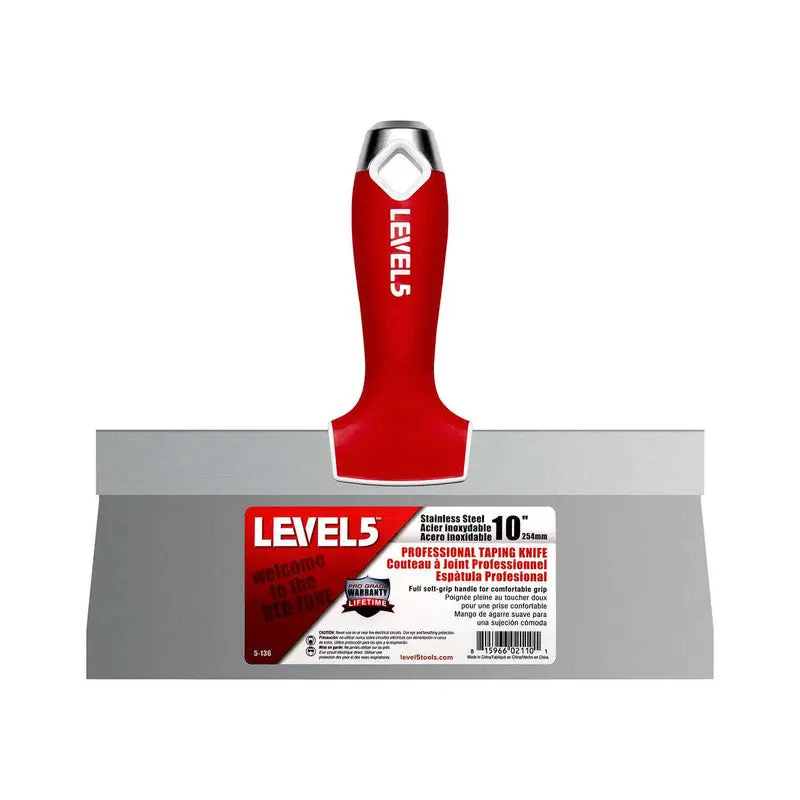 10" Stainless Steel Taping Knife w/ Soft Grip Handle