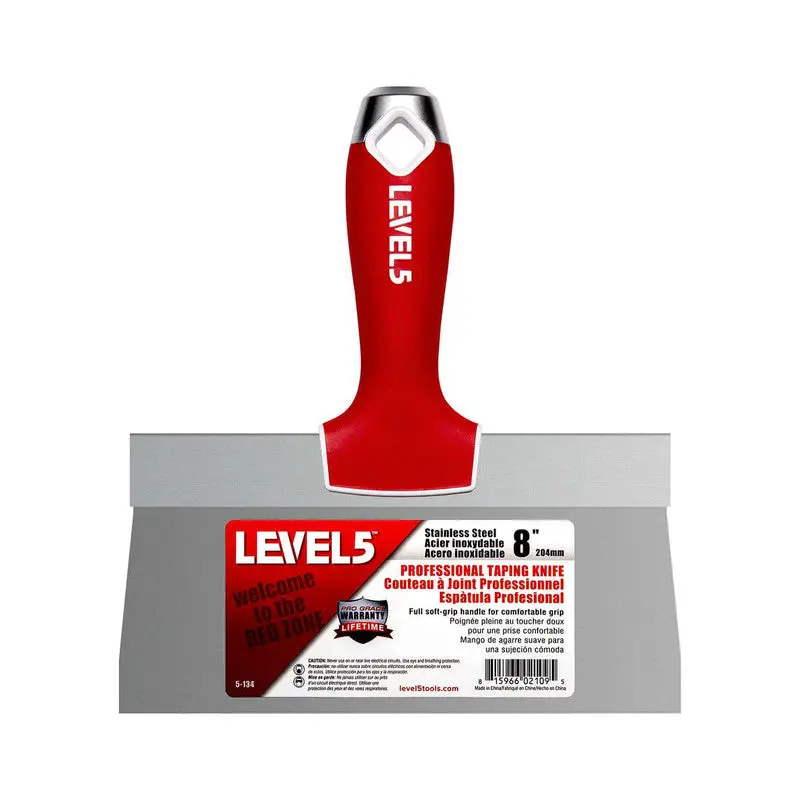 8" Stainless Steel Taping Knife w/ Soft Grip Handle