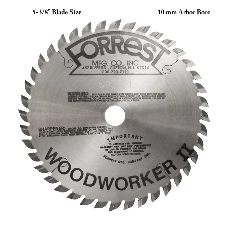 Woodworker II Thin Kerf Saw Blade - 5-3/8" x 10 mm Bore x 40T - ATB