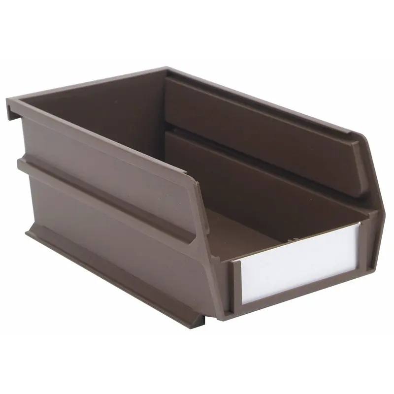 7-3/8" L x 4-1/8" W x 3" H Brown Stacking, Hanging, Interlocking Polypropylene Bins, 6 CT