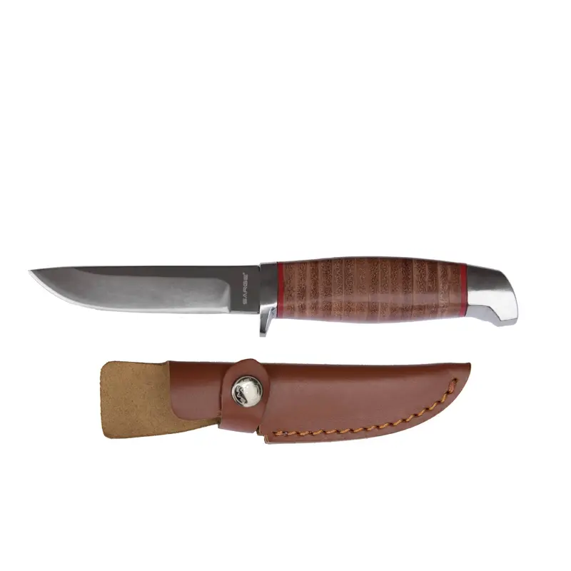 TK Retro - Stacked Leather Fixed Blade Knife, Stainless Steel 3-1/2" Blade