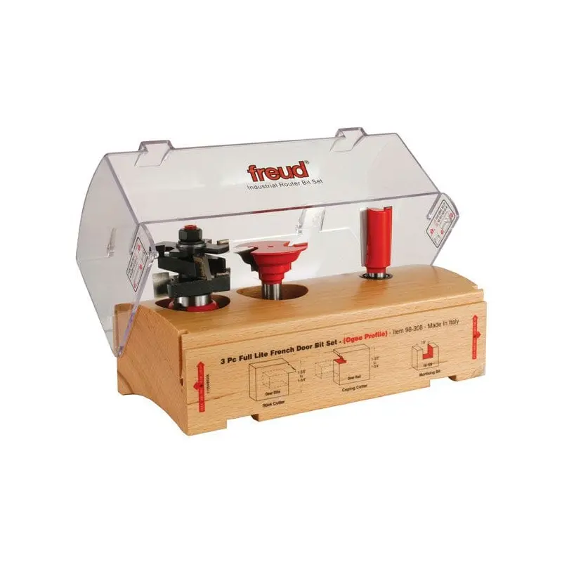 98-308 Three Piece Full Lite French Door Router Router Bit Set Ogee